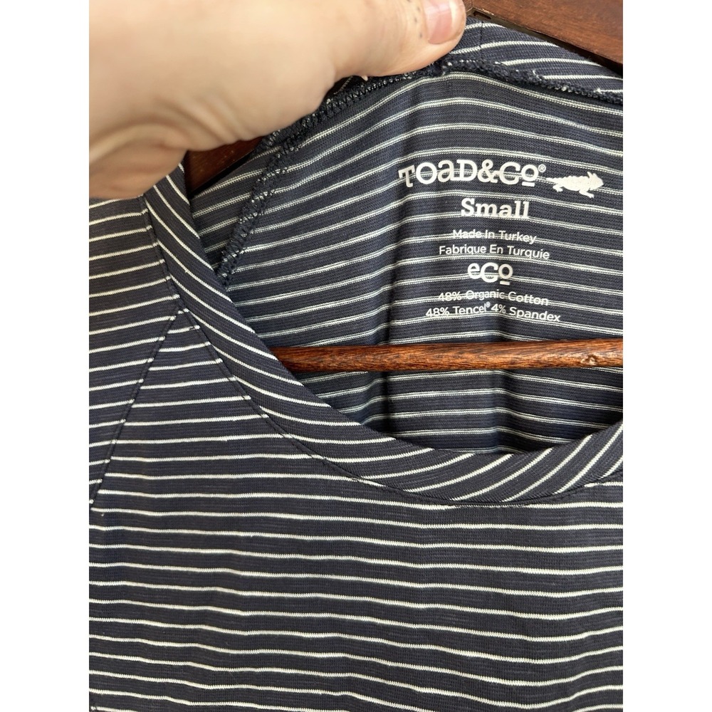 Toad & Co Windmere Dress S Striped Blue Organic Cotton Long Sleeve Casual - Picture 3 of 6